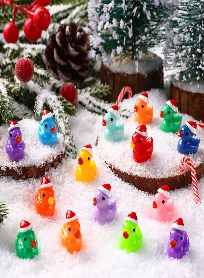 DULEFUN 100pcs Christmas Mini Ducks Statue, 14 Colors Tiny Small Little Resin Duck to Hide Miniature Statues for Xmas Winter Dollhouse Micro Fairy Garden Decoration - Image 2